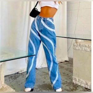 Princess Polly Graffiti Swirl Denim Size 2 Like New Gently Worn